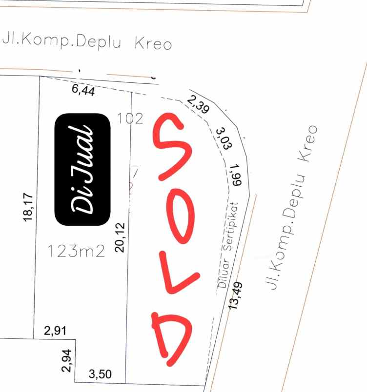 dijual tanah kreo selatan larangan