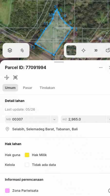 dijual tanah pekutatan antosari selabih