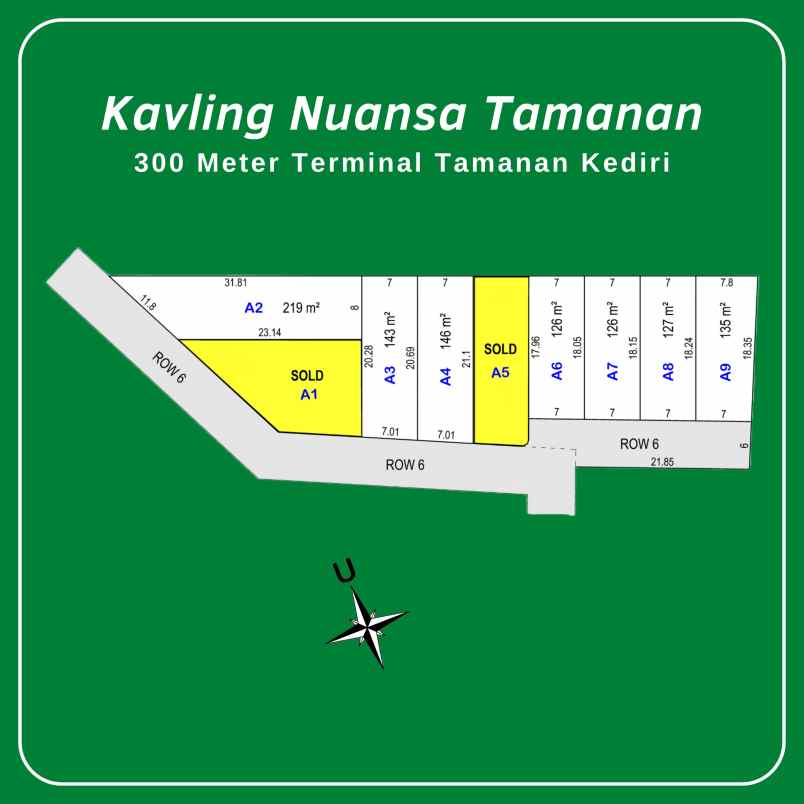 dijual tanah tamanan kec mojoroto kota