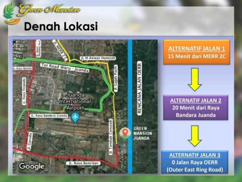 rumah 2 lantai dekat surabaya di green mansion juanda