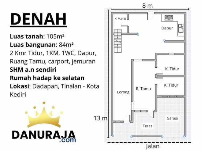 rumah kediri kota 105m tinalan