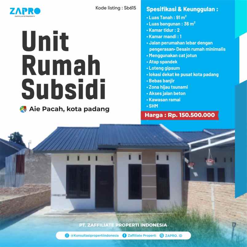 rumah subsidi murah di air pacah padang