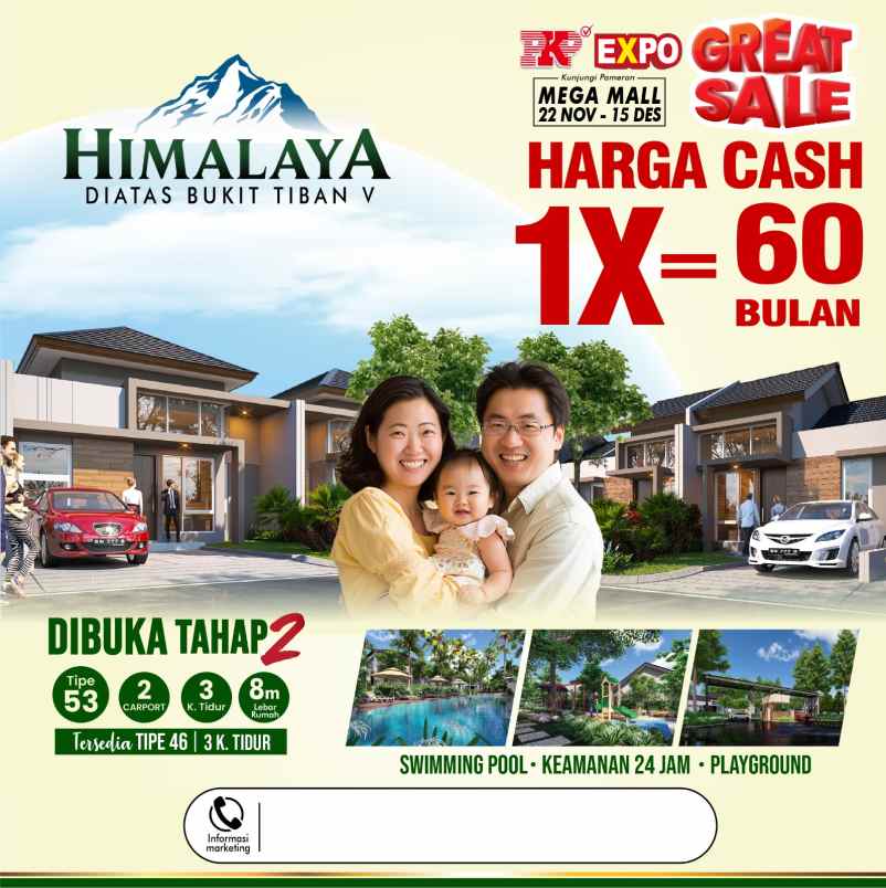 3kt 1km dijual rumah cluster murah tiban batam