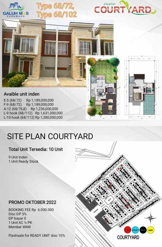 cluster courtyard 68 72 booking 6 jt saja tanpa dp