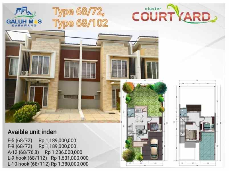 cluster courtyard 68 72 booking 6 jt saja tanpa dp