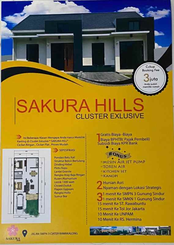 cluster rumah modern di selatan bsd 500 juta