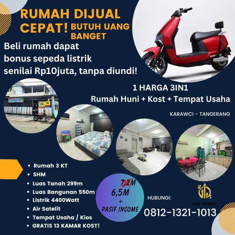 dijual cepat butuh uang banget rumah 3 in 1