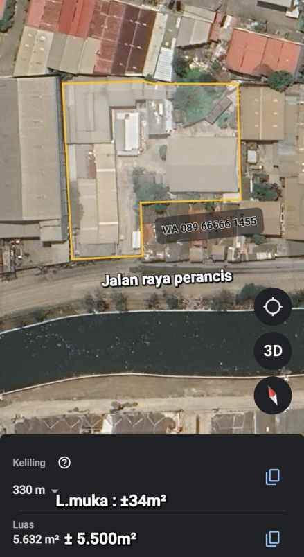 dijual ruko gudang kantor jalan raya perancis