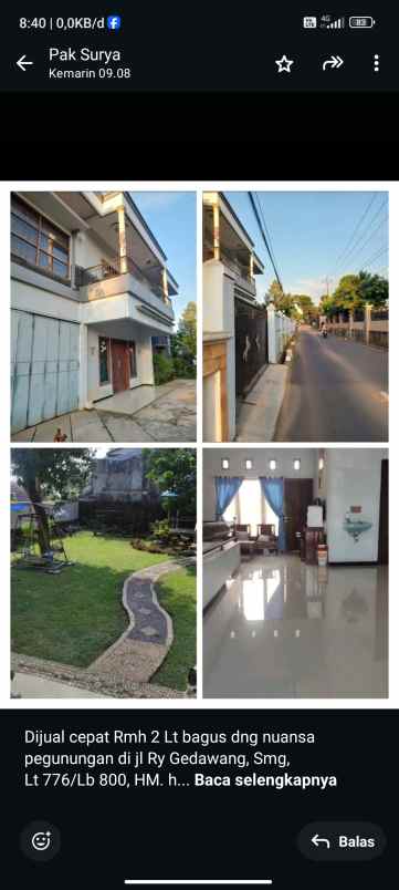 dijual rumah 2 lantai di jl raya gedawang semarang