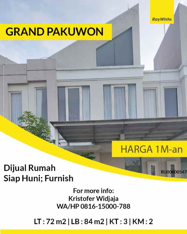 dijual rumah adelaide grand pakuwon