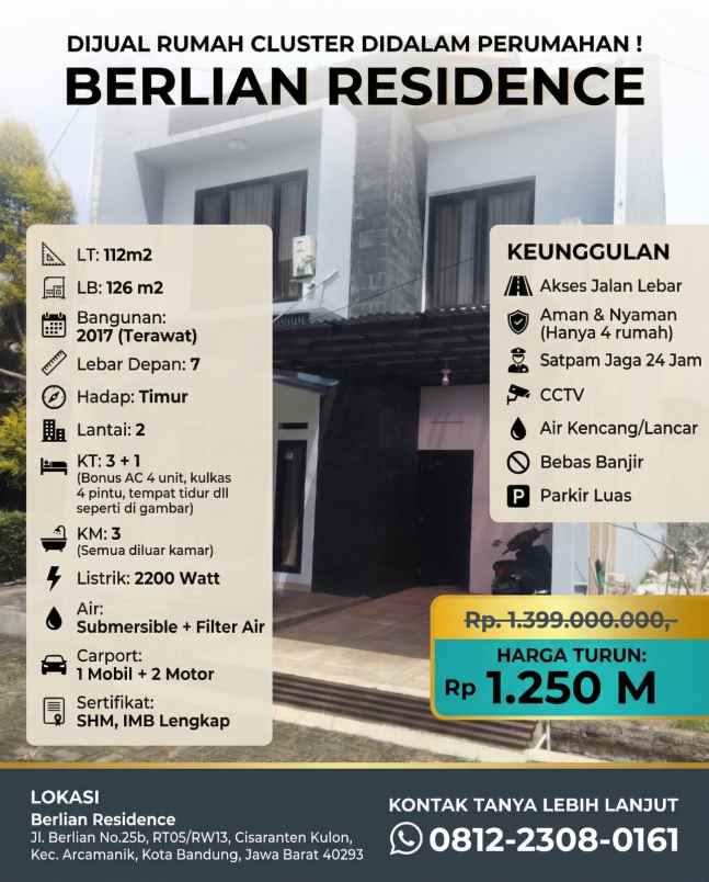 dijual rumah cluster ekslusif arcamanik bandung