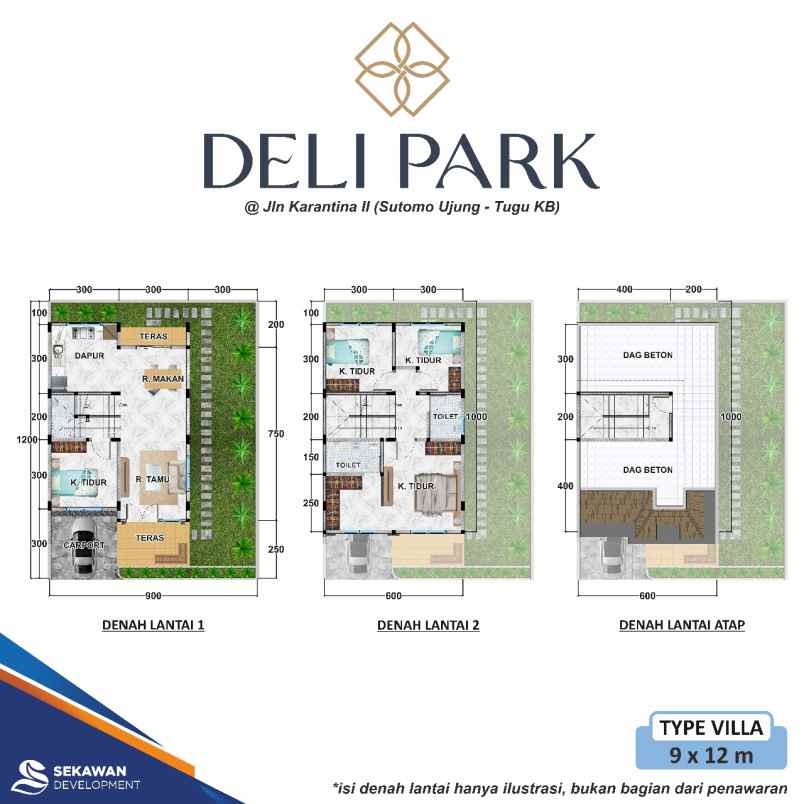 dijual rumah deli park private