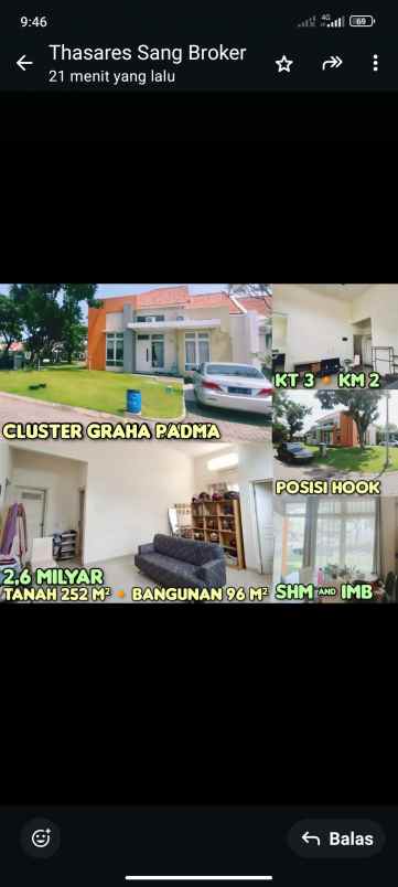 dijual rumah di cluster graha padma semarang