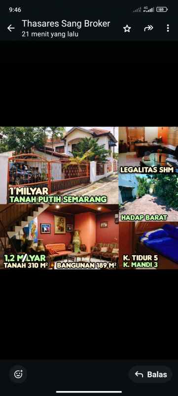 dijual rumah di tanah putih semarang