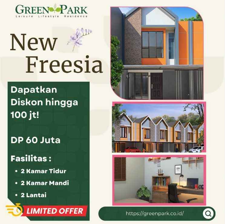 dijual rumah greenpark residence tipe newfreesia