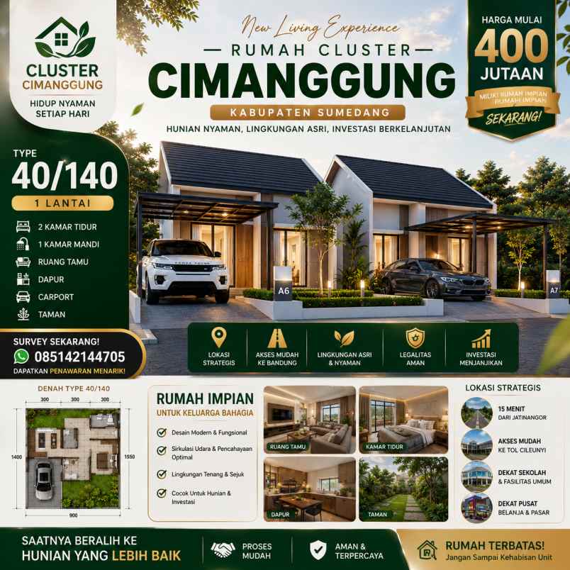dijual rumah harga 400 jutaan one gate system