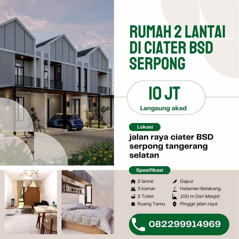 dijual rumah jalan raya ciater barat