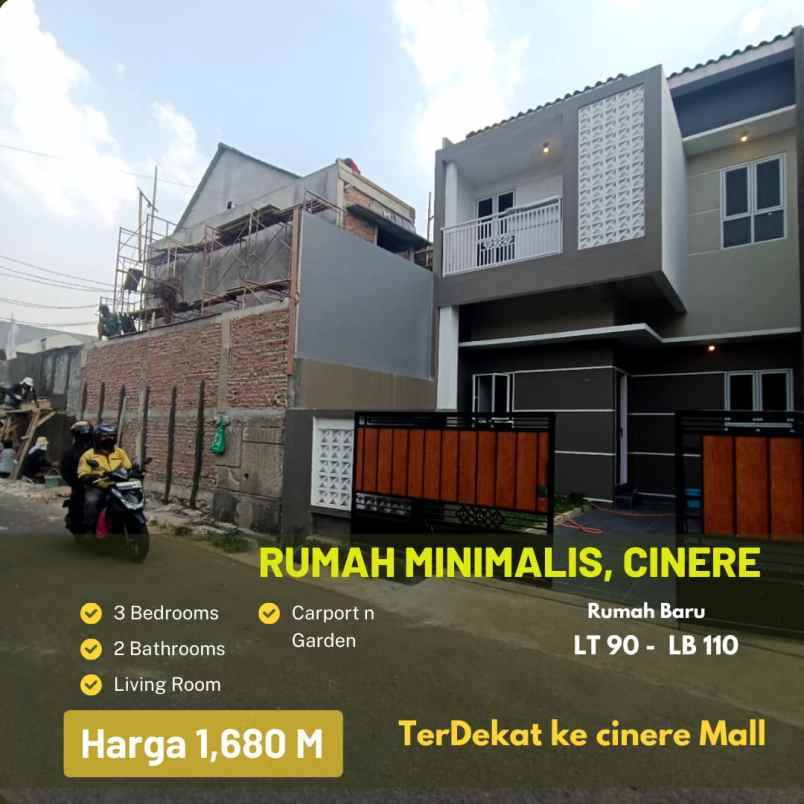 dijual rumah jalan raya cinere mal