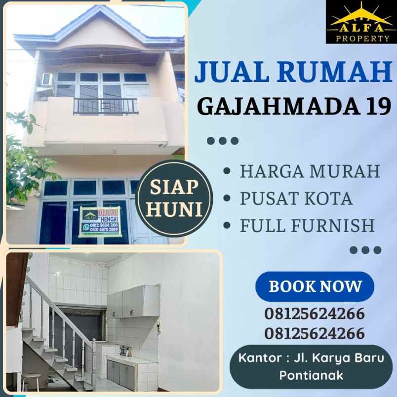 dijual rumah jl gajahmada gg gajahmada 19