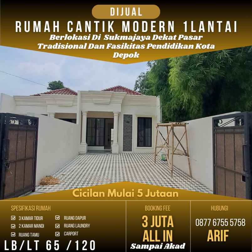 dijual rumah jl serma niran sukmajaya