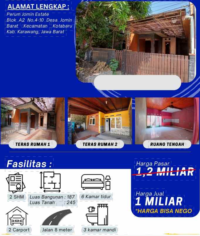 dijual rumah murah lokasi bagus di kab karawang