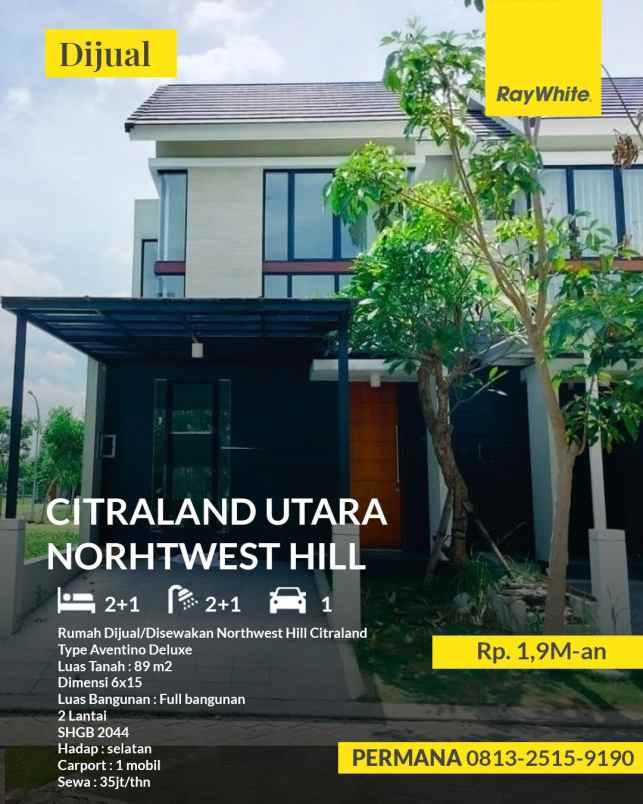 dijual rumah northwest hill citraland