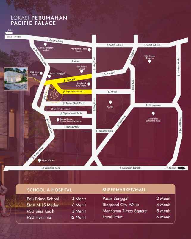 dijual rumah pacific palace jalan besar