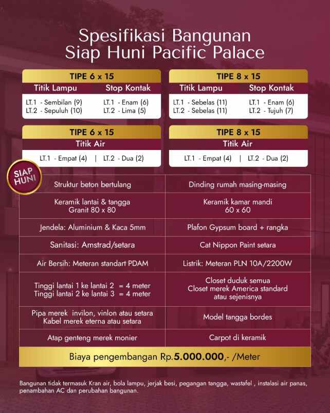 dijual rumah pacific palace jalan besar