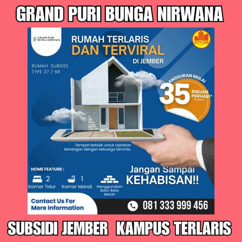 dijual rumah perumahan grand puri bunga