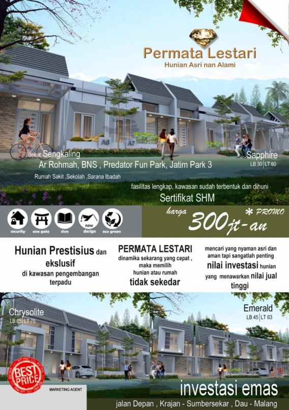 dijual rumah perumahan permata lestari