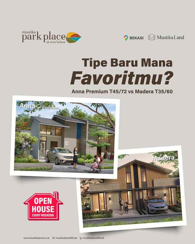 dijual rumah setu mustika park place