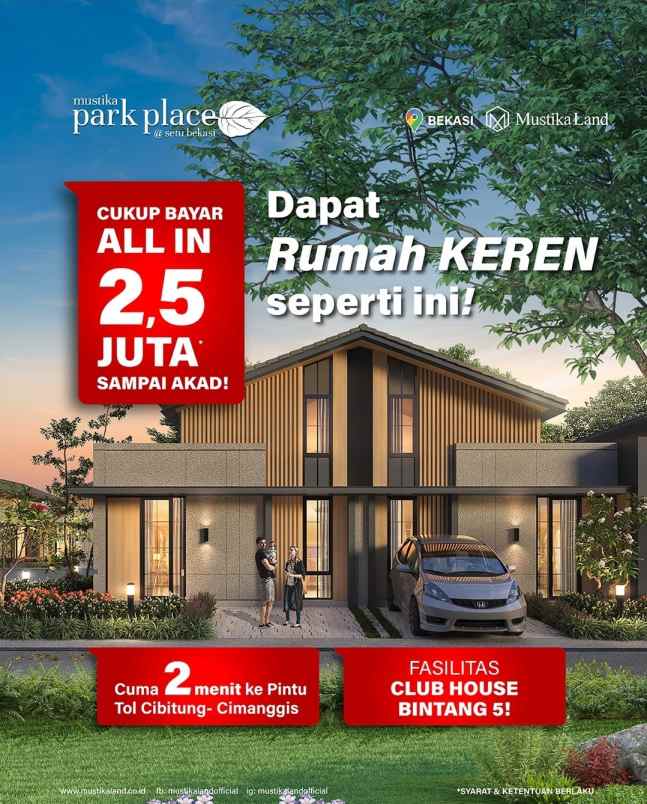 dijual rumah setu mustika park place