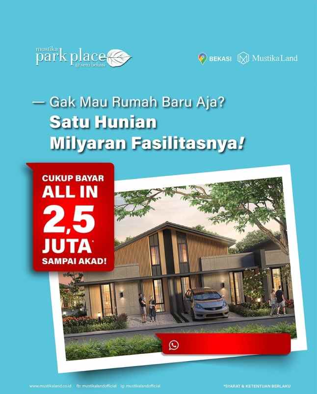 dijual rumah setu mustika park place