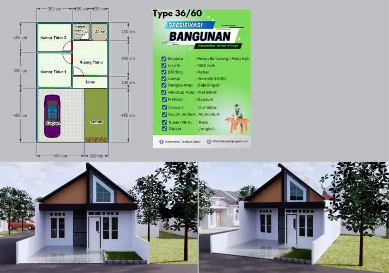 dijual rumah sukamekar kec sukawangi