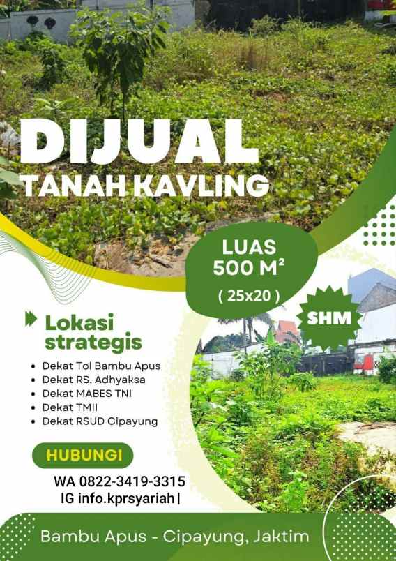 dijual tanah bambu apus cipayung