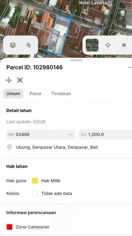 dijual tanah belakang terminal ubung