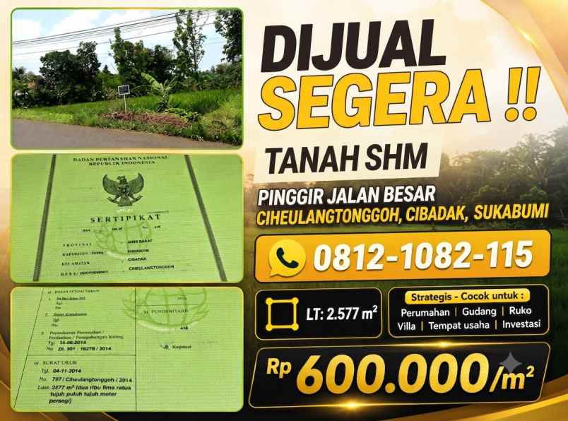 dijual tanah ciheulangtonggoh cibadak