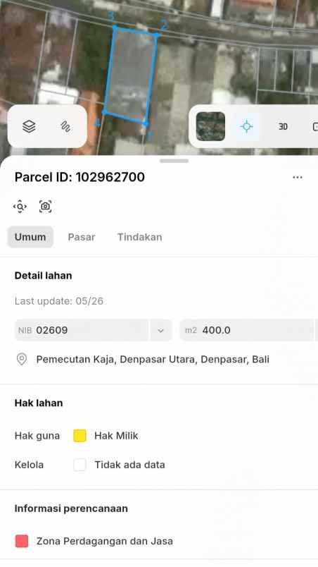 dijual tanah gatsu barat