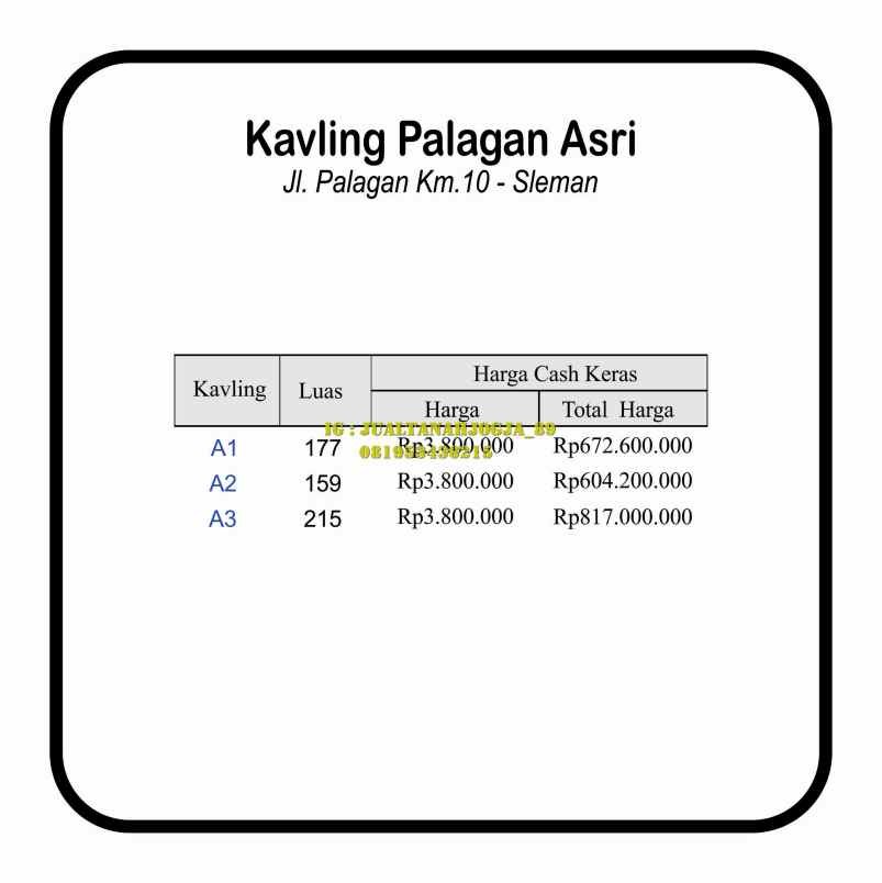 dijual tanah jalan palagan