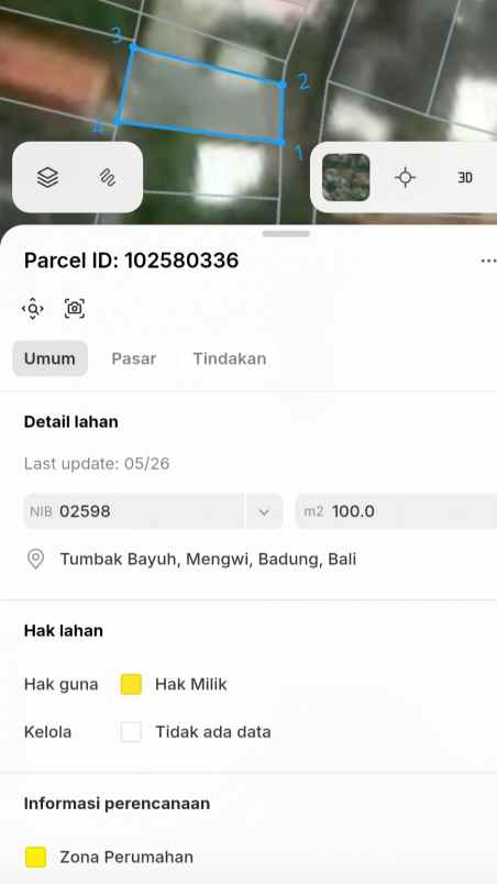 dijual tanah jl tumbak bayuh
