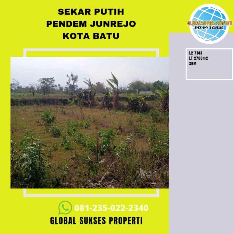 dijual tanah sekar putih pendem