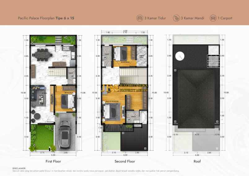 dijual villa pacific palace jalan besar