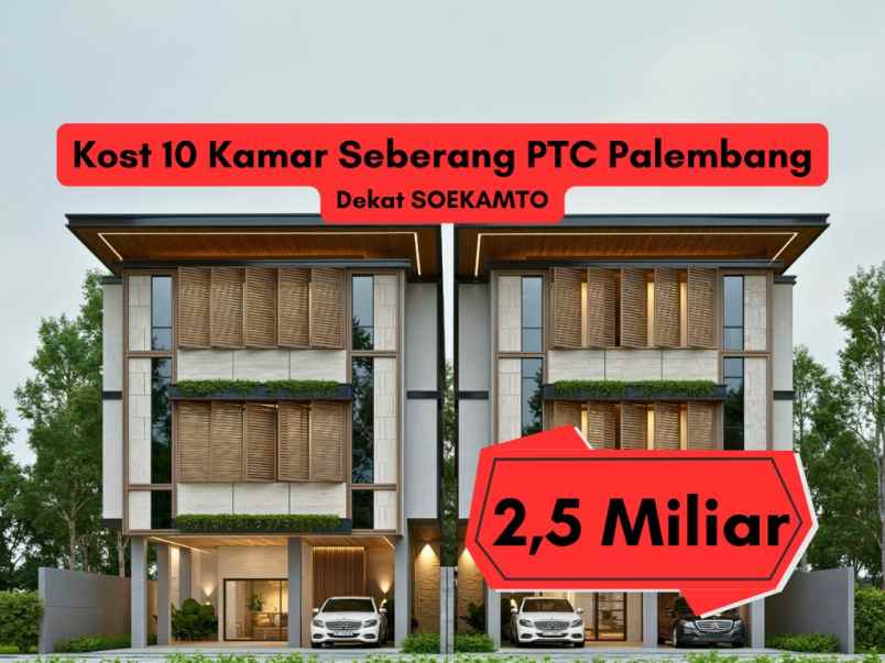 jual kost 10 pintu seberang ptc palembang shm lt 245 m