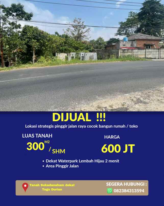 jual tanah sukadaham murah