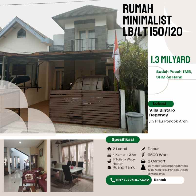 rumah murah 2 lt 15 menit tol serpong bintaro