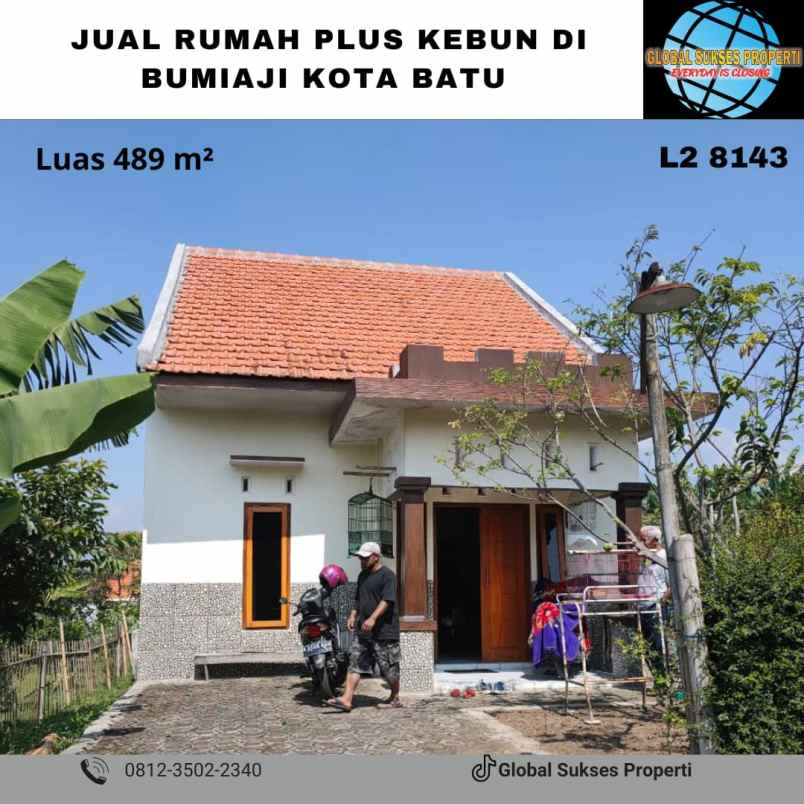 rumah siap huni plus kebun jeruk luas di kota batu