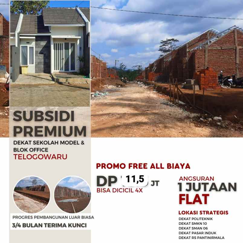 rumah subsidi 1 lantai dekat sd model malang