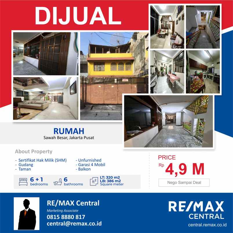 rumah unfurnished shm sawah besar jakarta pusat