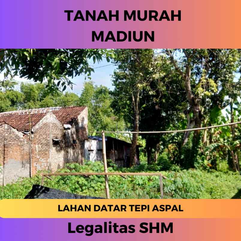 tanah dijual di madiun lahan datar tepi aspal