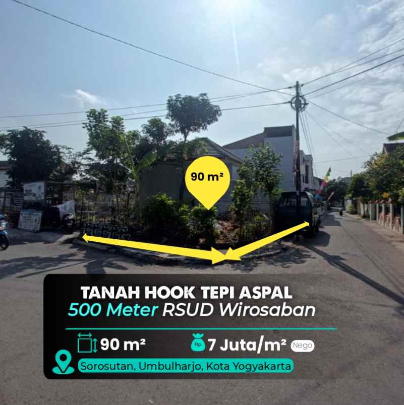 tanah hook tepi aspal dekat rsud wirosaban kampus uad